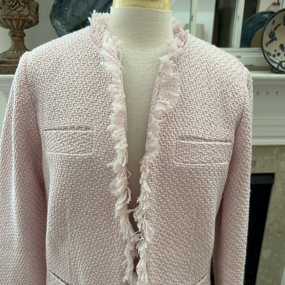 Venus Pink Tweed Fringed Coat - Picture 3 of 12